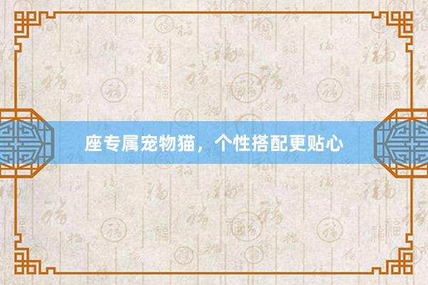 座专属宠物猫，个性搭配更贴心
